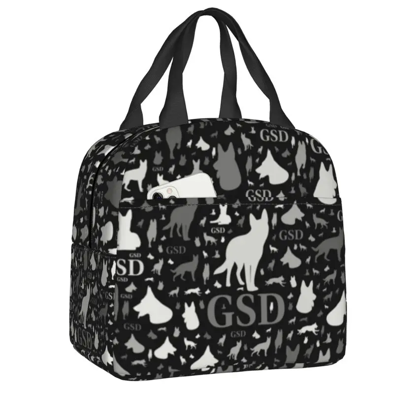 Custom German Shepherd Dog Silhouettes Lunch Bag Men Women Animal Pet Warm Cooler Insulated Lunch Box for Student School