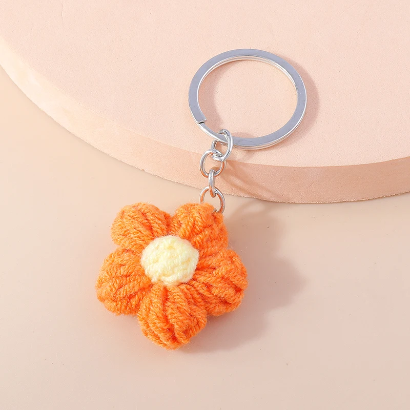 Aihua Heiße Neue Handgemachte Gestrickte Schlüsselbund Schlüsselring Für Frauen Mädchen Nette Gehäkelte Blume Anhänger Auto Schlüssel Ring Handtasche Charme Geschenke – Detail 14
