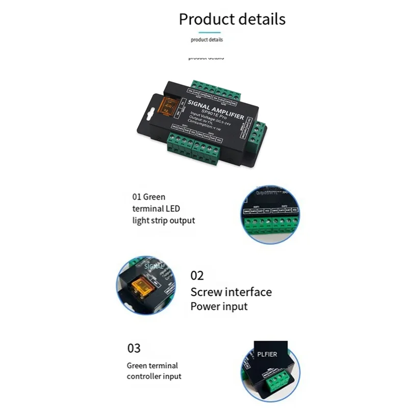 

A99E-SP901E Pro Усилитель сигнала SPI DC5V-24V для WS2811 для WS2812B 2812 пикселей IC Диммер сигнала Светодиодная лента Модуль управления освещением