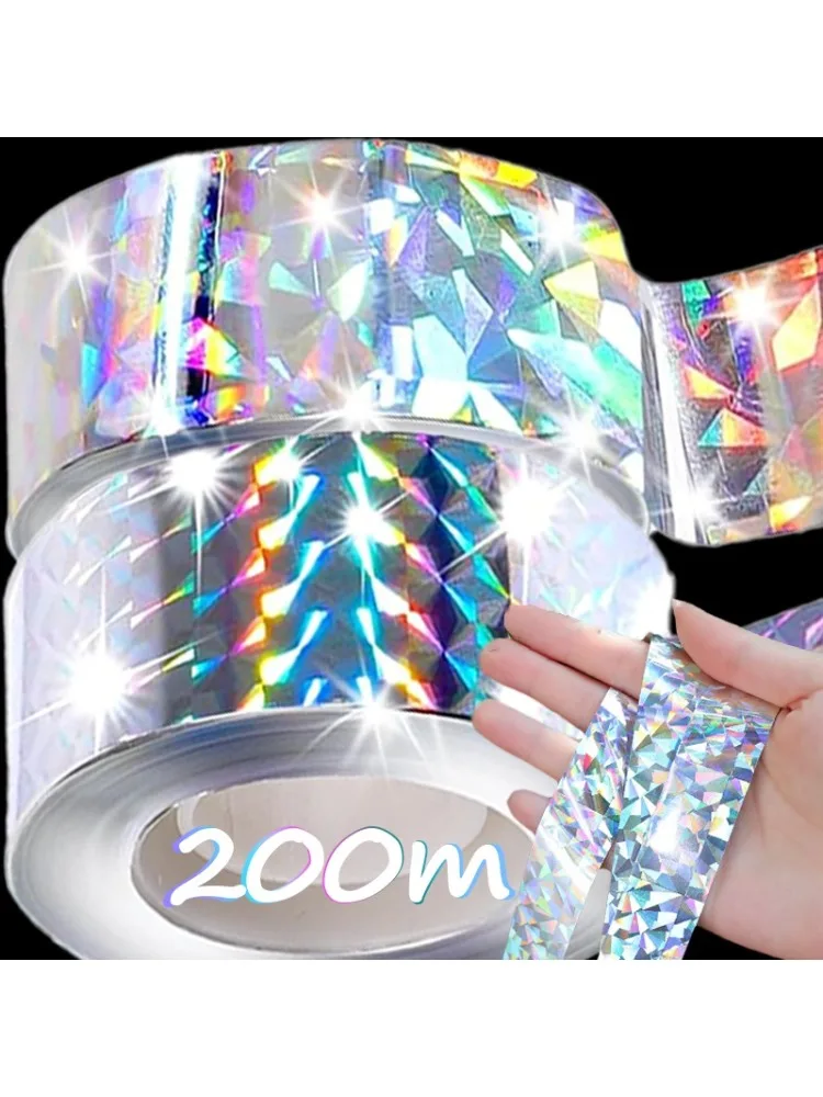 200/50M Type de peur des oiseaux ruban dissuasion visuel sonore Double face Flash ruban réfléchissant garder au défense oiseaux Pigeon répulsif bandes