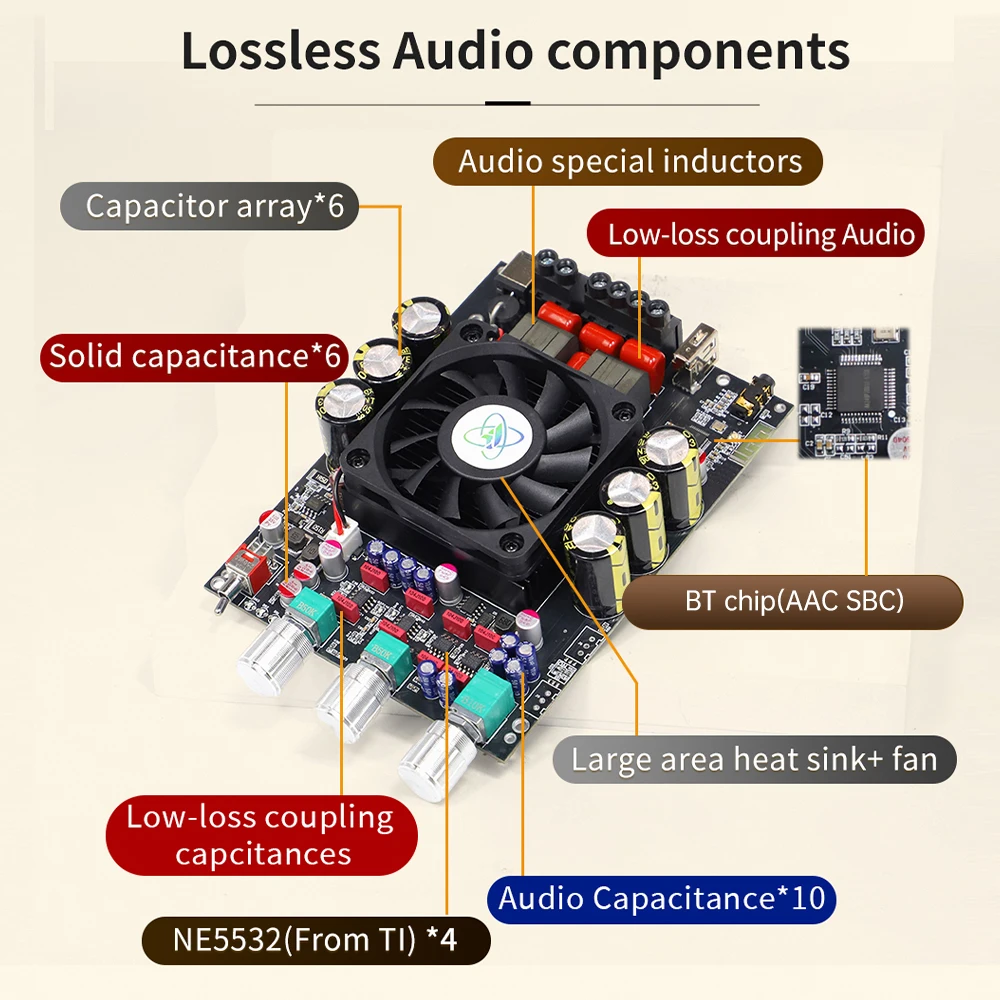 XY-T3002P Upgrade Audiophile Amplifier Bluetooth Audio Player 2.0 Channel 300Wx2 Stereo TPA3255 Audio Amplifier APP Control