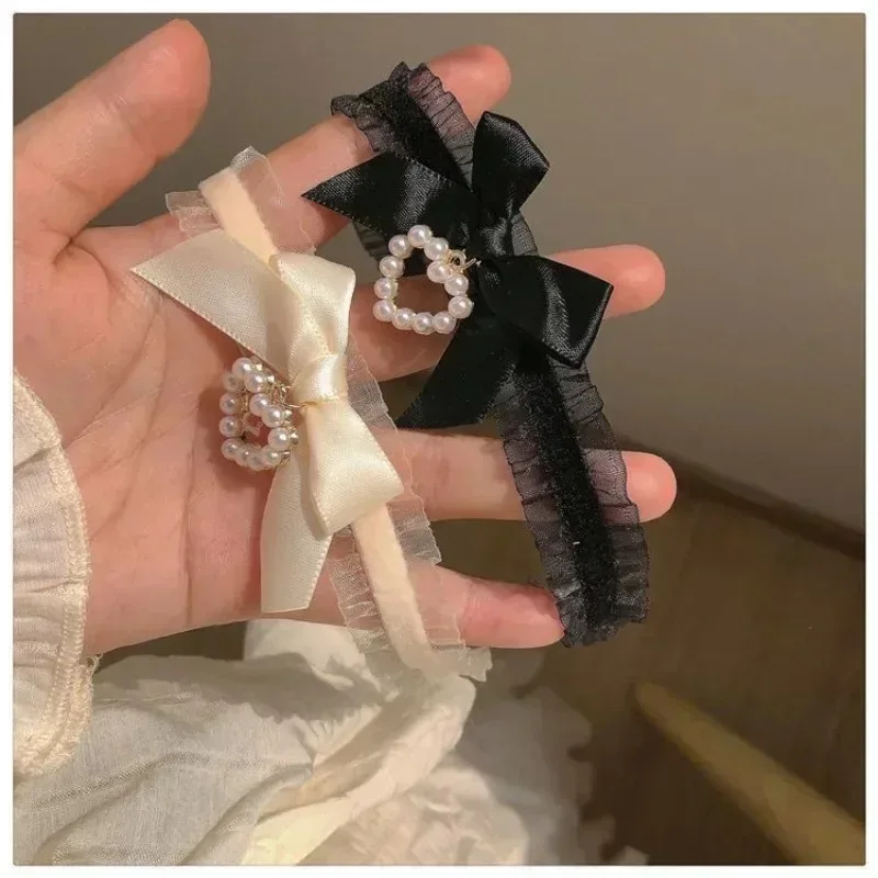 Preto branco colar de renda vintage fita arco gótico coração pingente colar para mulheres meninas doce lolita jóias 2025 nova gargantilha