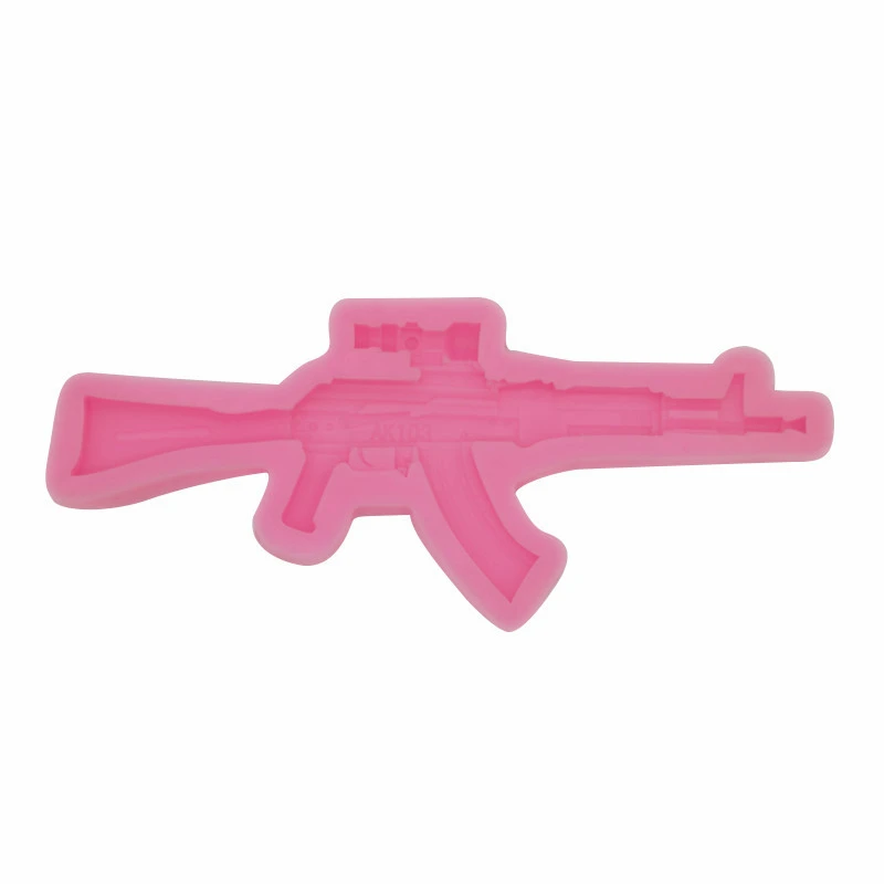 Embossed 3D Gun Shape Silicone Biscuit Chocolate Mold Pistol Toy Pastry Epoxy Resin Mold Kitchen for Cake DIY Baking Accessories