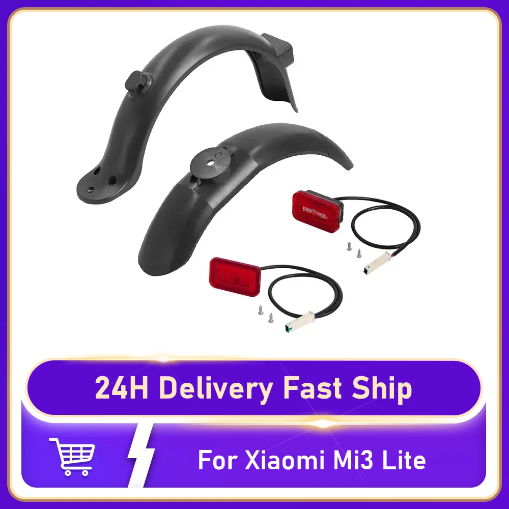 

Front Rear Splash Fender for Xiaomi E-Scooter Mi3 Lite Mudguard Fender with Brake Warning Flashing Taillight Accessories Parts