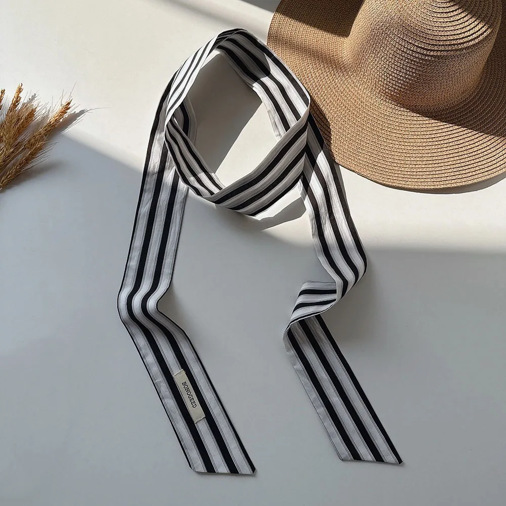 

Elegant Cotton Oil Painting Scarf Flower Field Tulip Extended Long Ribbon Vintage Vertical Stripe Waistband Belt Beach