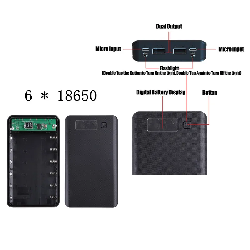 8x18650 DIY Portátil Bateria Banco De Potência Shell Caso Caixa de Display LCD Powerbank Caixa Para DIY KIT Powerbank 18650 (sem bateria)
