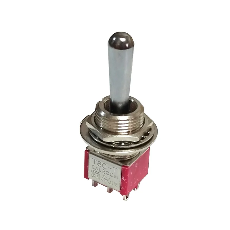 1pcs SH T80-T Z1 Series Large Long Handle 12mm (ON)-OFF-(ON )SPDT 6Pin 3Position MOM-OFF-MOMPanelMount Mini Toggle Switch 5A125V