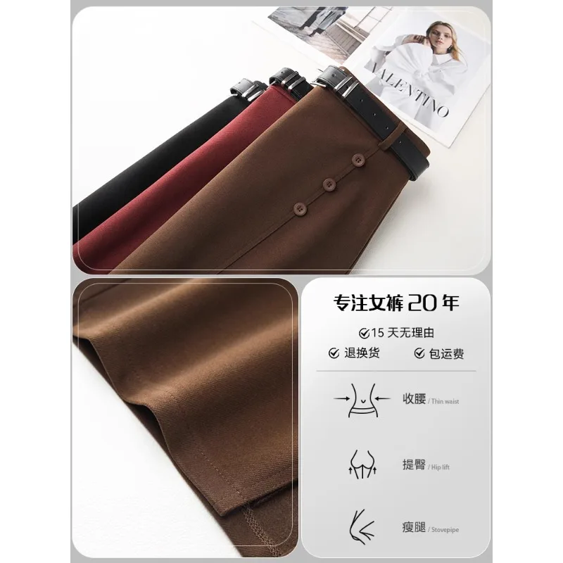 تنورة نصف صوفية حمراء من Ankola للنساء، وتنورة ضيقة شتوية، وتنورة أنيقة بقصة ضيقة