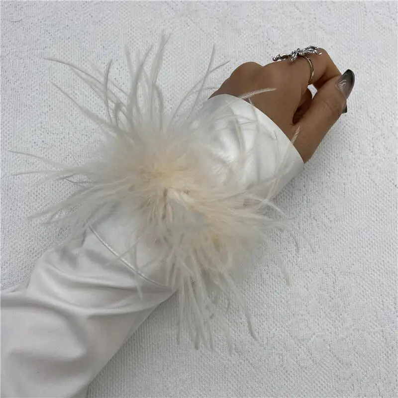 Straußenfedern Manschettenarmband für Damen Accessoires Modeschmuck Armbänder Brautjungfern Geschenk Schmuck Federn Manschetten-Fußkettchen – Detail 6