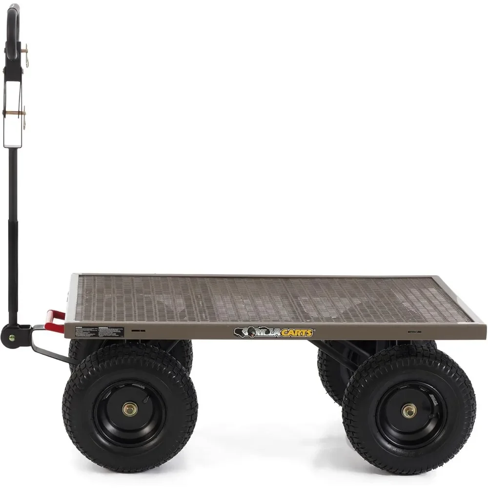 Wheels Trolley 1200 Pound Capacity Multi-purpose Cart With Wheels Removable Sides and Convertible Handle Gray Cargo Trolleys