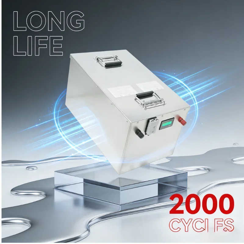 High Capacity 24V Rechargeable LiFePO4 Battery 100Ah‑550Ah Integrated BMS Plus Charger for RV Camping Solar Off‑Grid Home Invert
