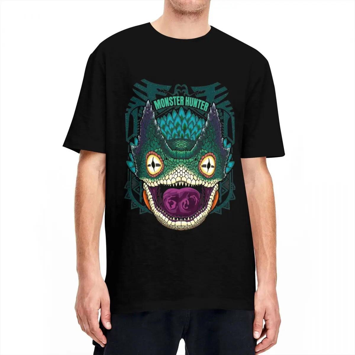 Pukei Pukei Monster Hunter World T Shirt Summer Dragon Hunting MHW Game T Shirts 100 Cotton Tshirt For Men Short-Sleeve Tops