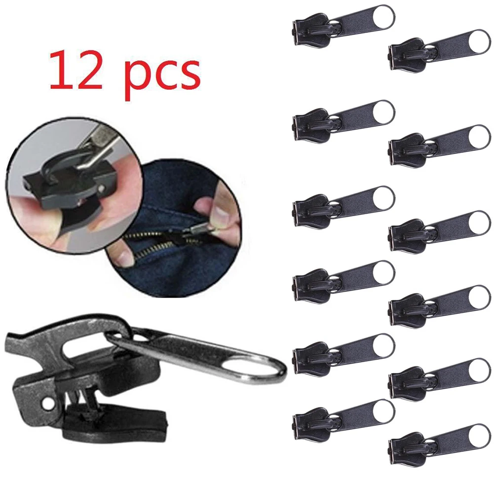 Zip Slider Replacement 3 Sizes 12Pieces No Tools Universal Zip Fixers Zip Repair Removable Reusable Tents Suitcases Clothing