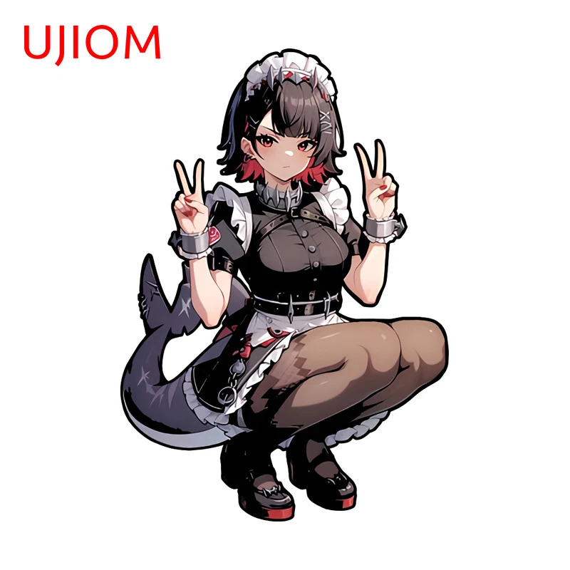 UJIOM hermosa pegatina de pared Waifu figura de Anime Ellen Joe atractiva calcomanía gráfica en cuclillas decoración de armario de cocina
