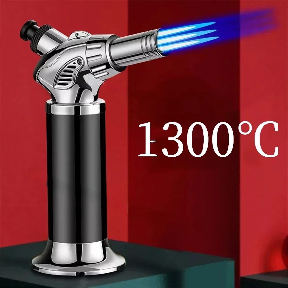 3- Fire Jet Flame Kitchen Metal Gun 1300°C Welding Torch Windproof Cooking BBQ Inflatable Butane Gas Cigar Lighter Outdoor 2024