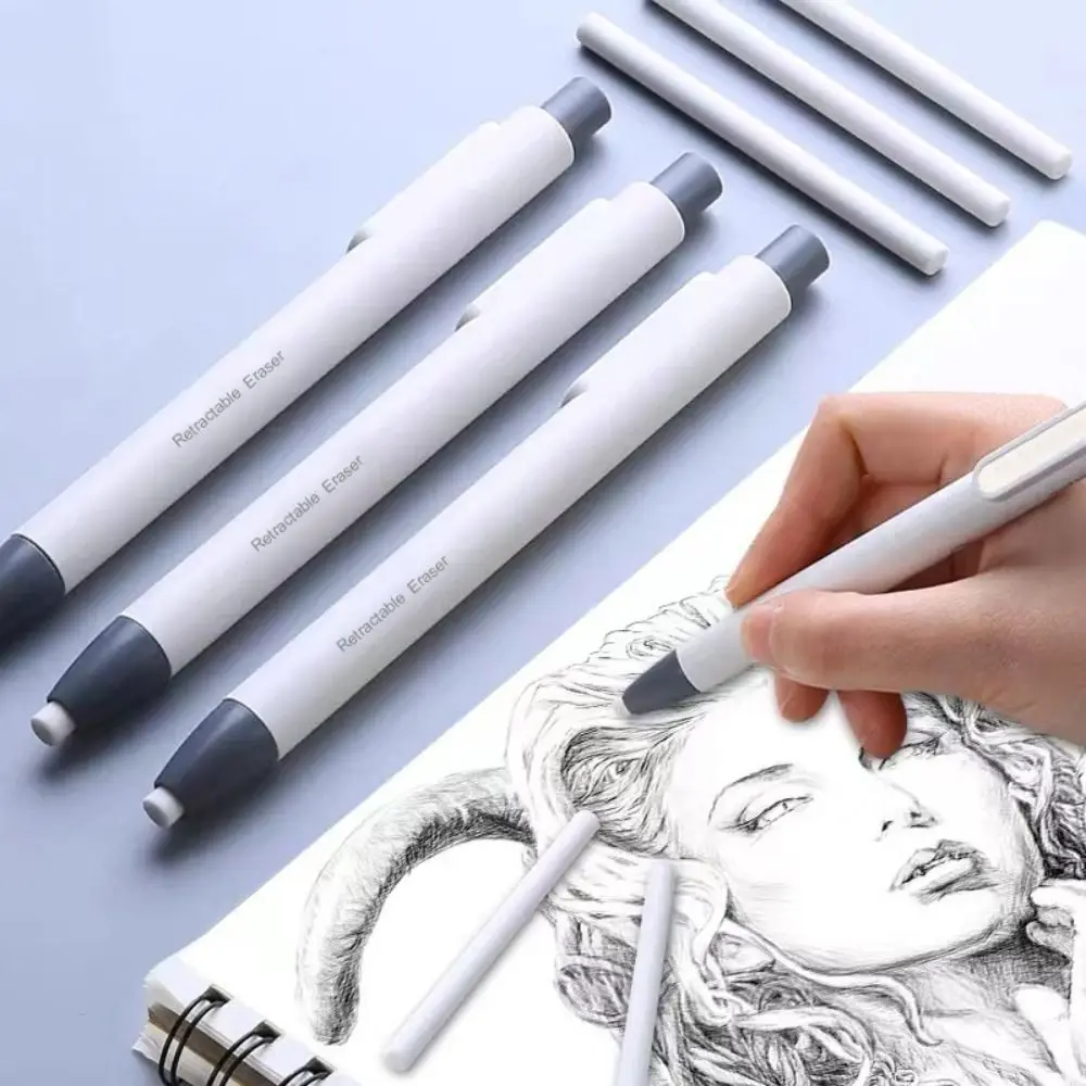 High Quality Replaceable Core Pencil Erasers Press Type Retractable Pencil Wiping Tool Correction Tool Gift