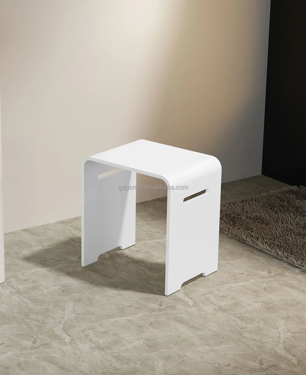 Taburete de ducha de superficie sólida acrílica de piedra Artificial blanca moderna, asiento de banco de baño, silla para baño y dormitorio