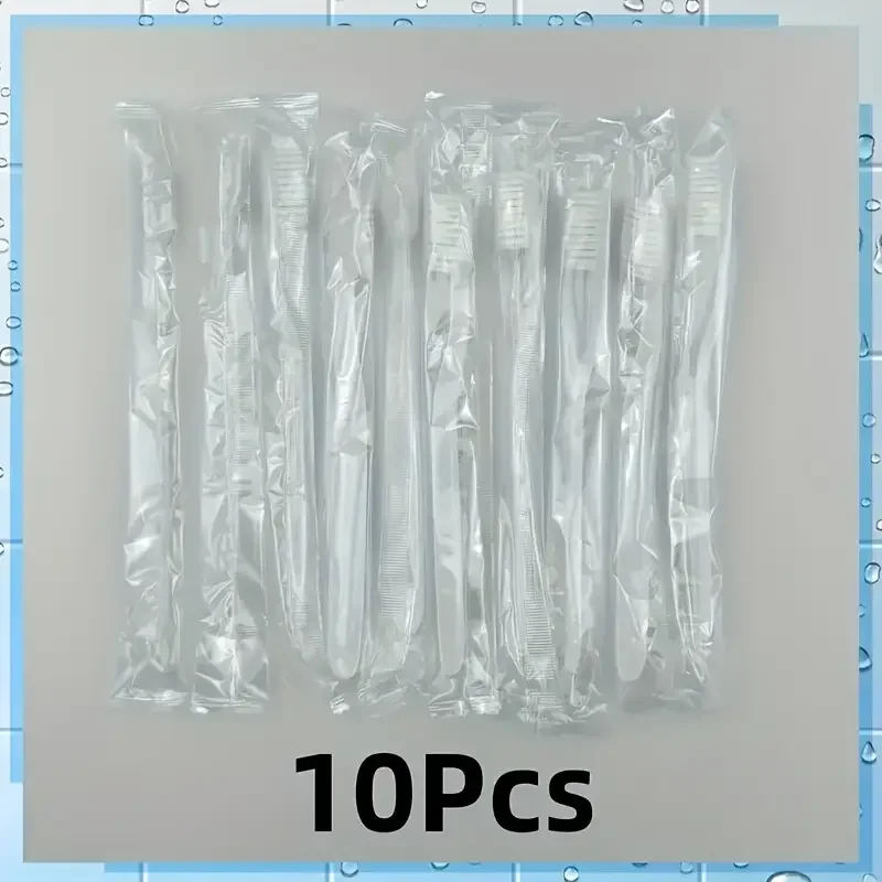 10 pre installed portable toothbrushes, individually packaged, soft brush travel toothbrush, disposable, suitable for hotels and