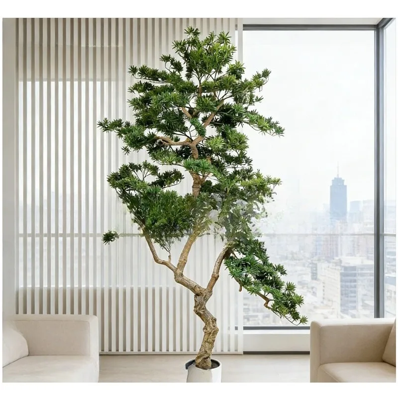 Simulation hanging welcome pine tree new Chinese false tree landscaping green plants upside down tree hanging