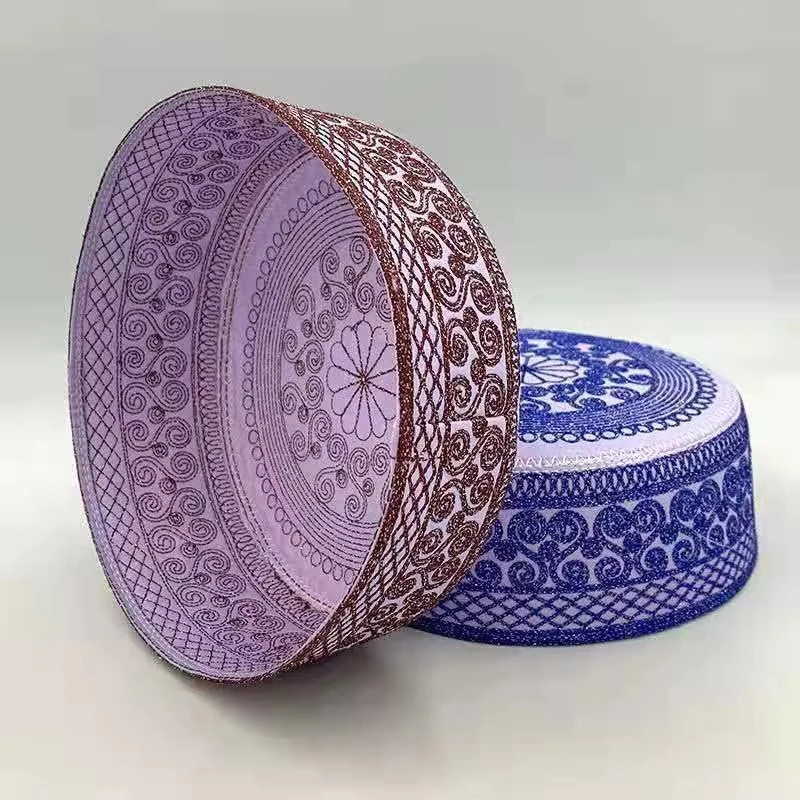 52-58 Muslim Prayer Hats Breathable Headware Kufi Hat Men Islam Cap Ramadan Eid Gift Embroidery Man Clothing Hat Saudi Arabia