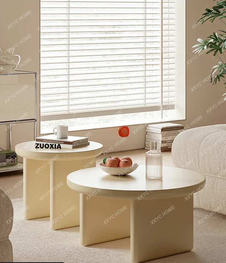 

Журнальный столик кремового цвета для дома, гостиной, небольшой квартиры, комбинация круглого чайного столика