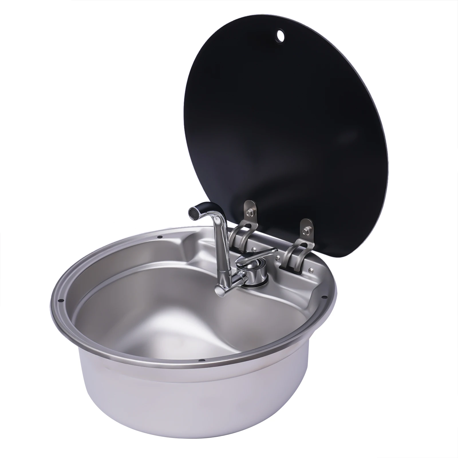 جولة RV بالوعة 304 الفولاذ المقاوم للصدأ حوض غسيل اليد بالوعة المطبخ ث/صنبور متنقل RV مقطورة تخييم الملحقات #1