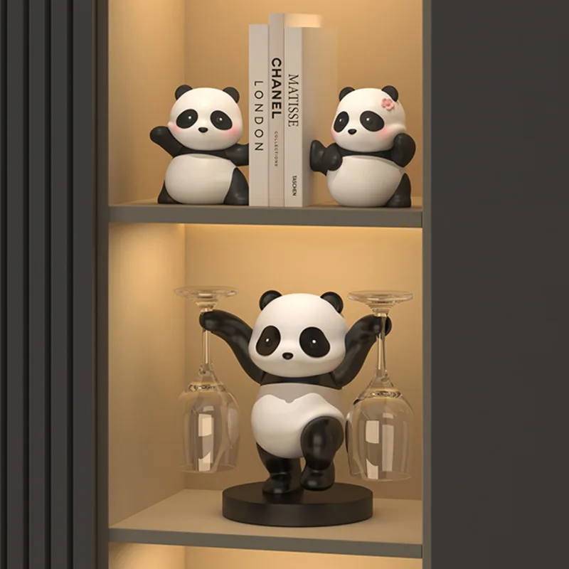 

Lovely Panda Red Wine Rack Ornaments Light Luxury Living Room Dining Side Cabinet Decoration Friends Gift Wine Glass Rack