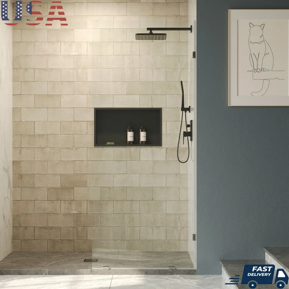 

Frameless Tempered Safety Glass Shower Screen 32x78 Inch Single Fixed Panel Easy Clean Modern Design Durable Hardware