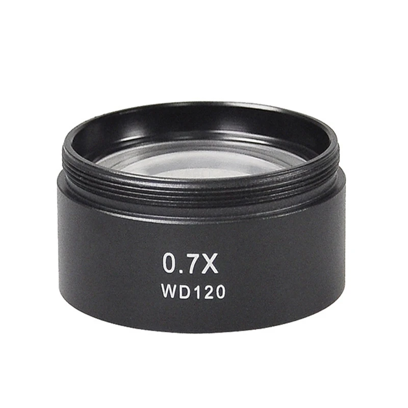 The FGHGF-WD165 0.5X 0.7X WD120 Microscope Glass Lens Barlow Lens Mounting Thread Microscopio Camera Objective Lens