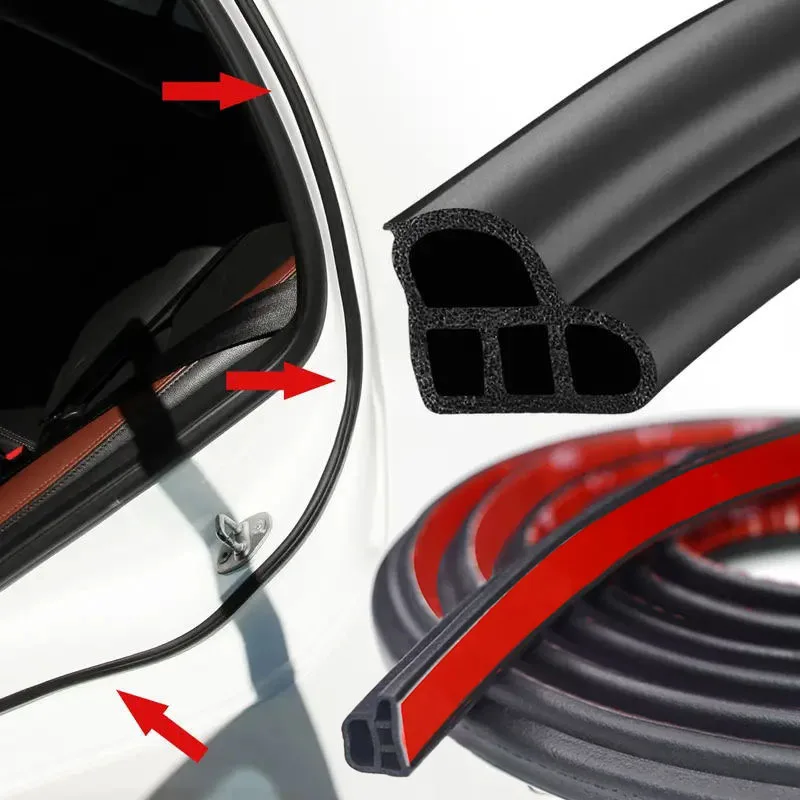 Car Door Rubber Seal Strips Auto Double Layer Sealing Stickers for Door Trunk Sound Insulation Weatherstrip Interior Accessories