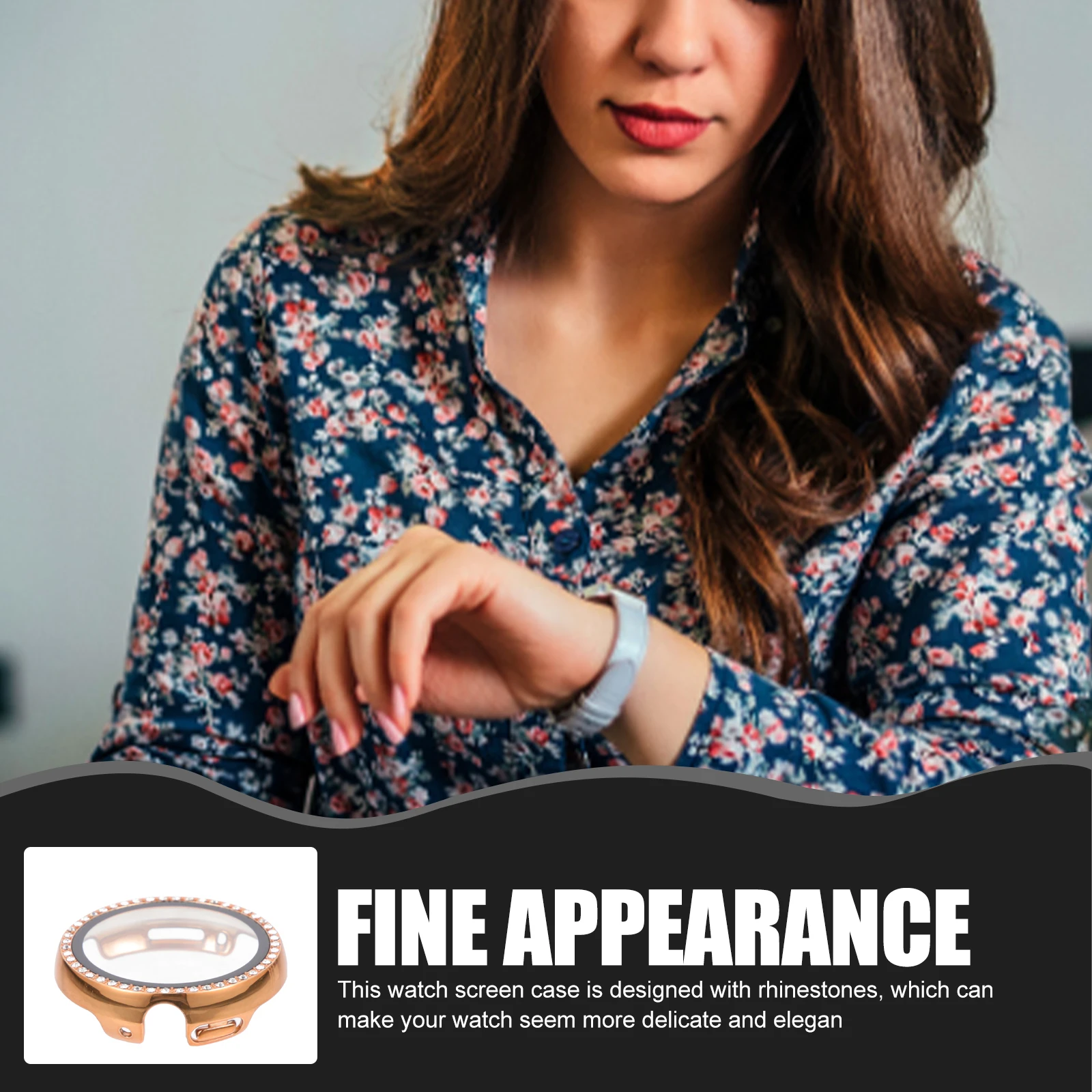 Protetor de tela para smartwatch, capa decorativa anti-arranhões, borda de strass curvada, telefone smartwatch