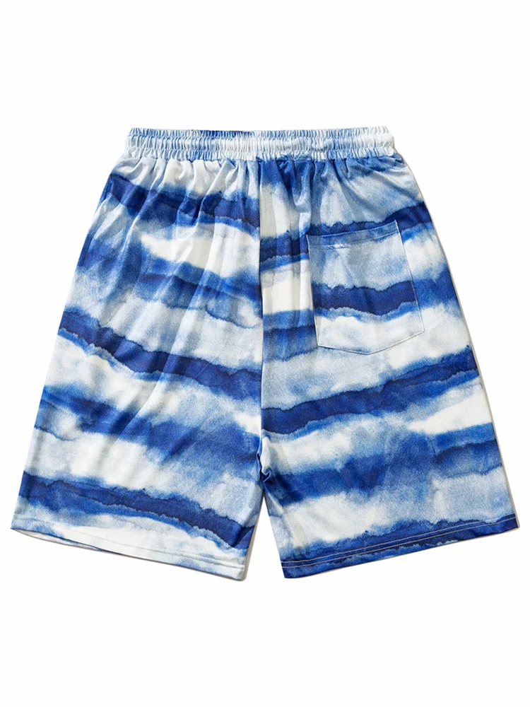 

Sports Casual Style Tie-dye Gradient Striped Shorts 2022 New Elastic Waist Fashionable Temperament Men's Summer 2A2009