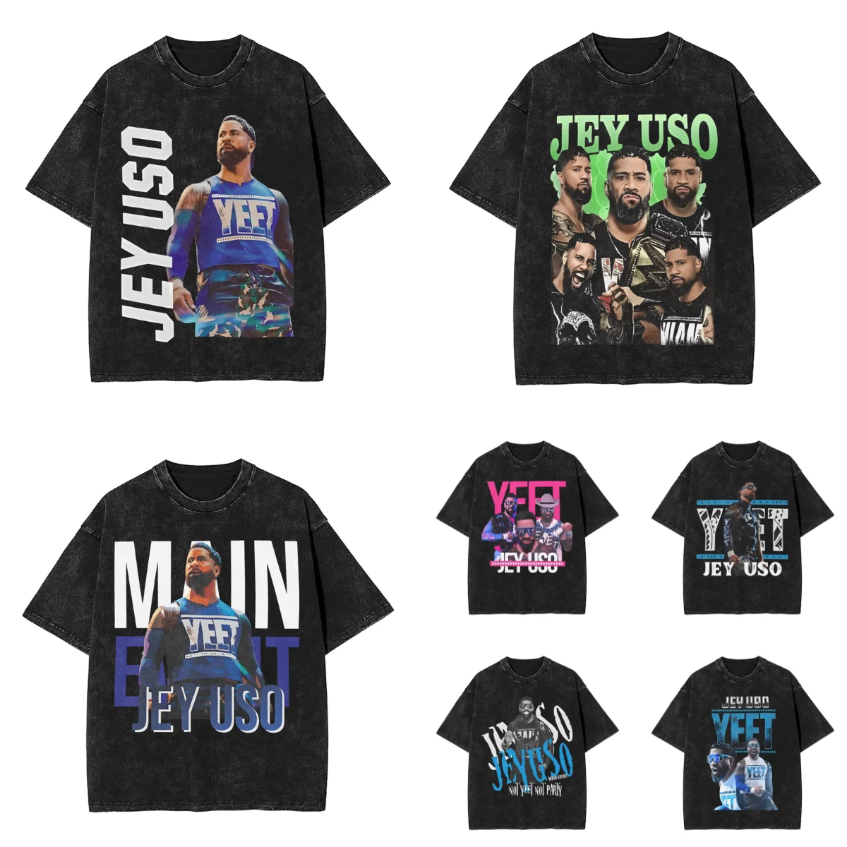 

Vintage Washed T Shirt Jey Uso Yeet Cotton T-Shirts Trending Tshirt for Men Summer Awesome Printed Top Tees