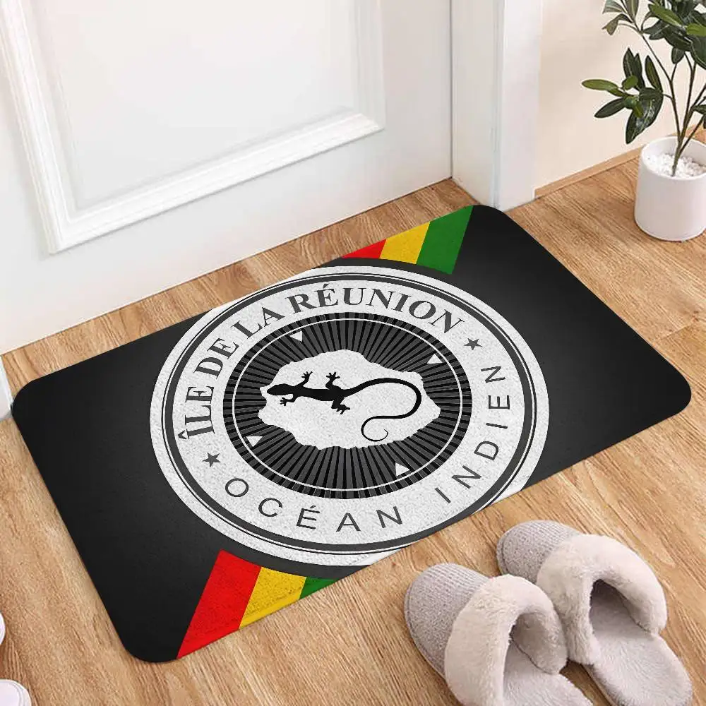 974 جزيرة ريونيون الكلمة حصيرة الحمام ماصة حصيرة بسيطة باب الأوساخ مقاومة حصيرة المنزل المطبخ حصيرة القدم حصيرة دخول حصيرة #2