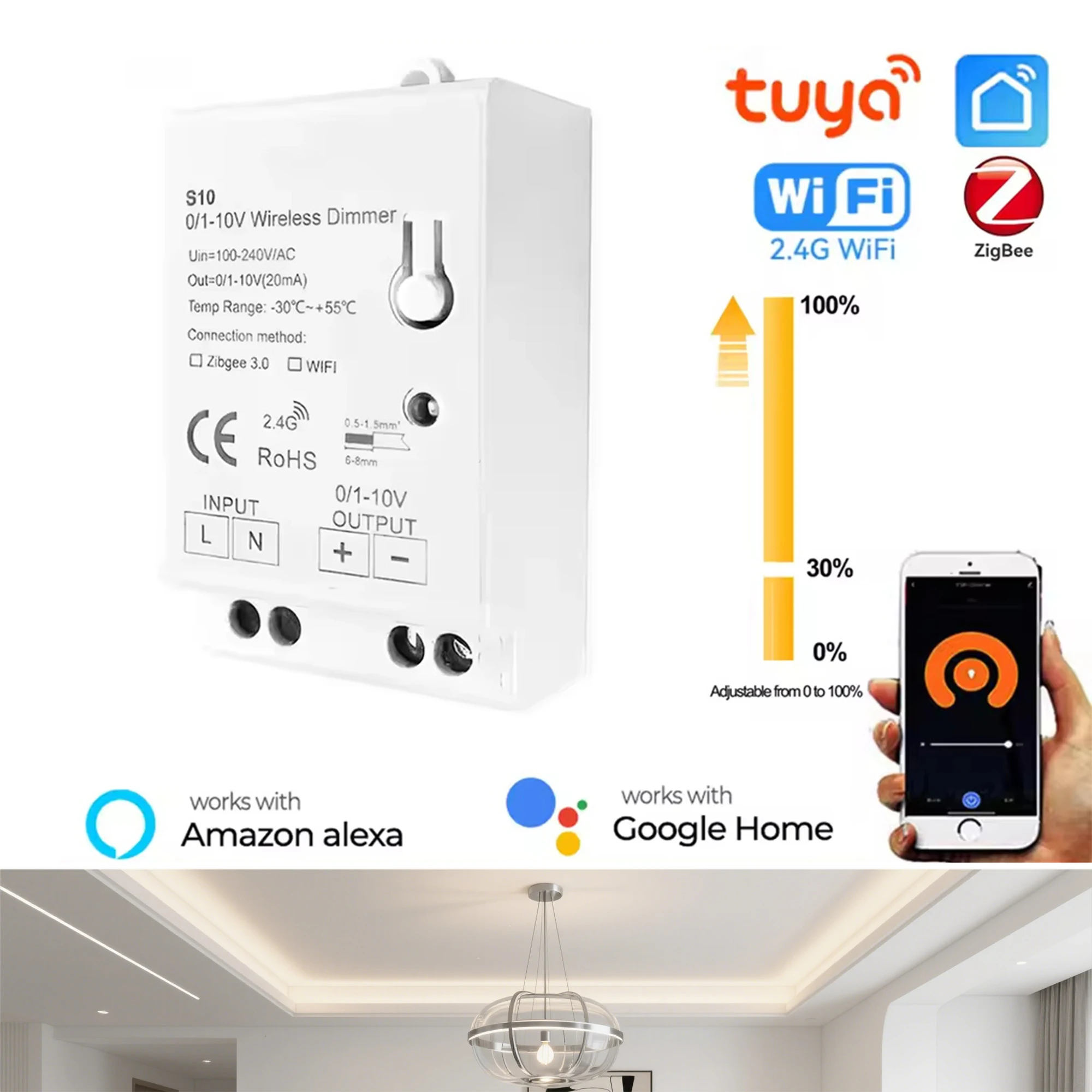 

Tuya ZigBee Wifi LED Lichter Dimmer Controller AC 100-240V 0/1-10V Smart Home App drahtlose Steuerung Stimme für Alexa Google Ho