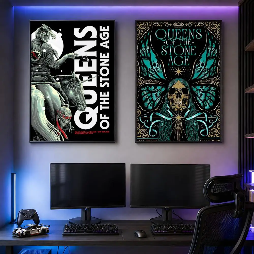 Music Queens Stone Age Rock Poster PP Self Adhesive Modern Decorative HD for Garage gaming room living room Gift