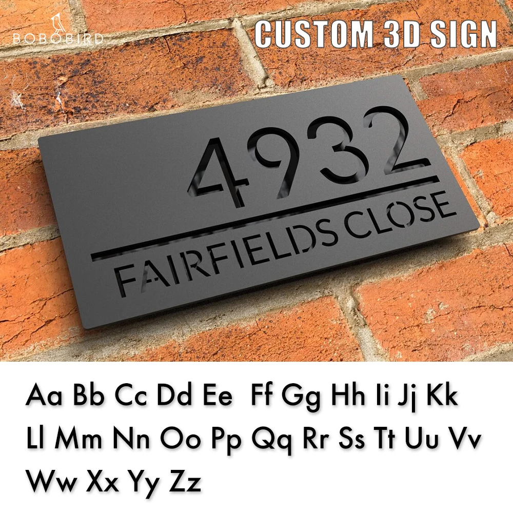 Custom Laser Cut 28/40/45cm Acrylic Matte Modern 3D Floating House Number sign Outdoor Street Family Name Plates Dropshipping