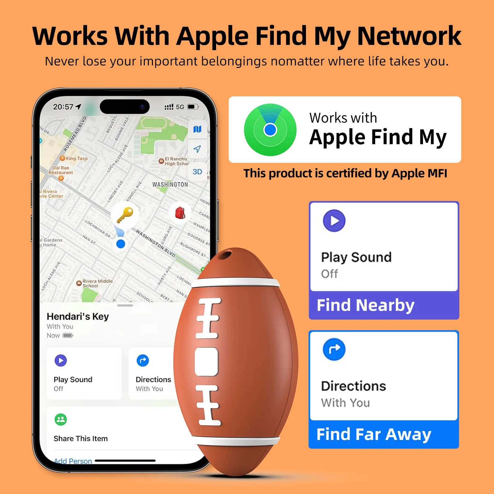 جهاز تعقب ذكي لـ Apple Find My APP ITag لمكافحة فقدان تذكير MFI محدد المواقع للمفتاح/الدراجة/الطفل/الحيوانات الأليفة الذكية بلوتوث لتحديد المواقع المقتفي