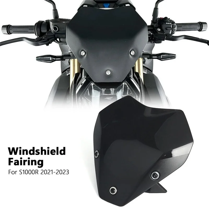 

Plain Motorcycle Front Windshield Windscreen Fairing Wind Deflector For BMW S1000R S1000 R 2021-2023(Black) Accessories