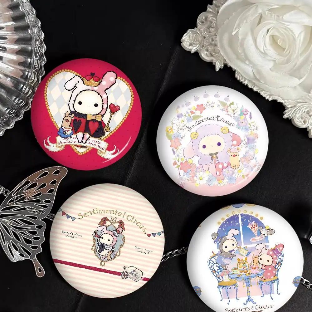 Kawaii Moody Sentimental Circus Photo Brooches Creative Round Badge Gifts Pins 32/44/58mm