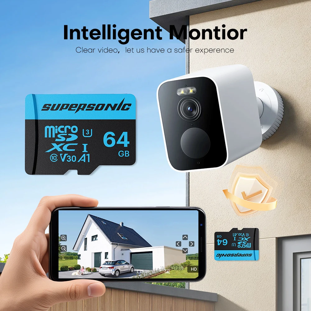 Original Supersonic Micro SD Card C10 32GB 64GB 128GB Microsd Memory Card A1 Flash TF Card for Phone&Surveillance camera