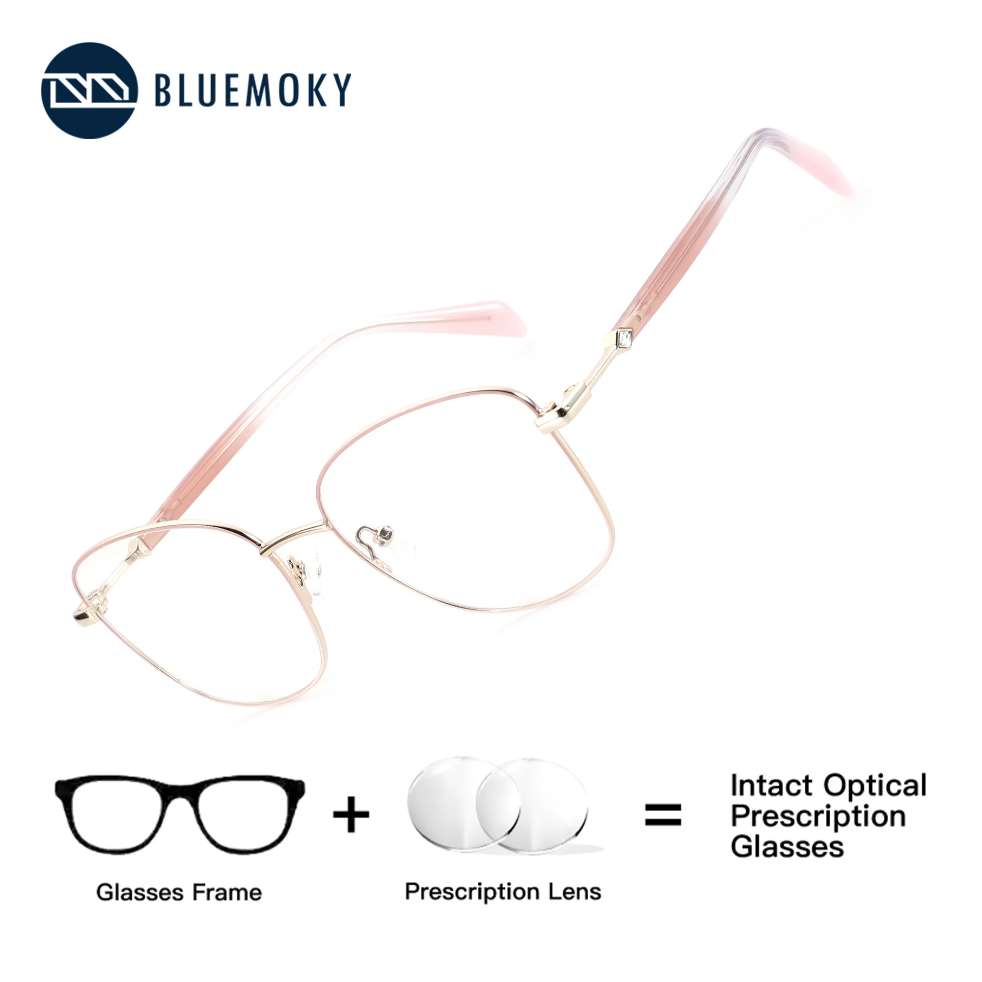 

BLUEMOKY (M Size) Metal Butterfly Prescription Eyeglasses Photochromic Myopia Custom Minus Diopter Optical Glasses