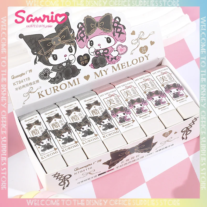 

Sanrio Cartoon Eraser 24pcs Kuromi Melody Semi-Sand Dual-Purpose Cute Kawaii Student Stationery Exam Eraser Pupil Learn Prize