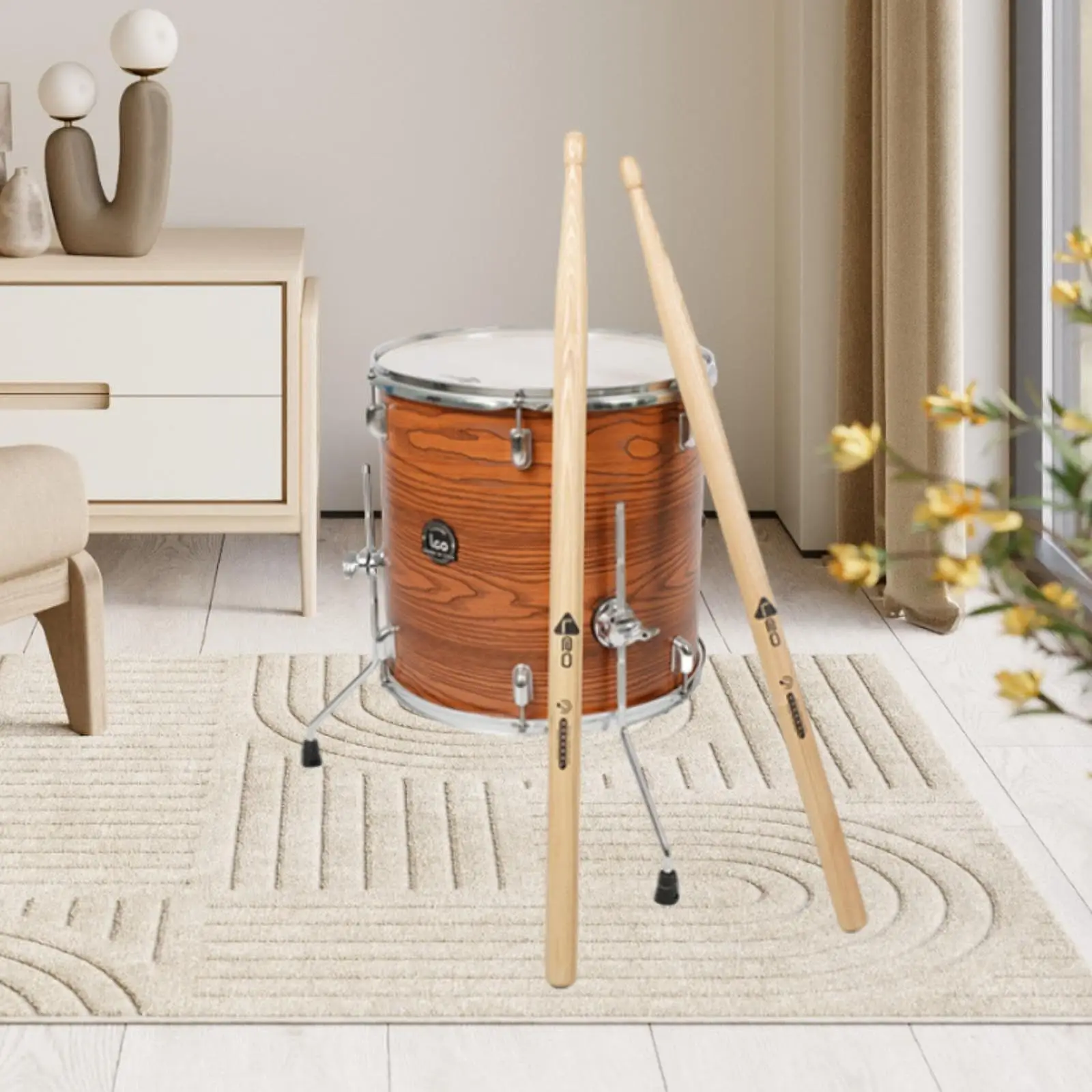 

2 Pieces Wood Tip Drum Sticks Drum Mallet Classic Portable Exercise Drumsticks, Professional for Practice Children Drum Lover