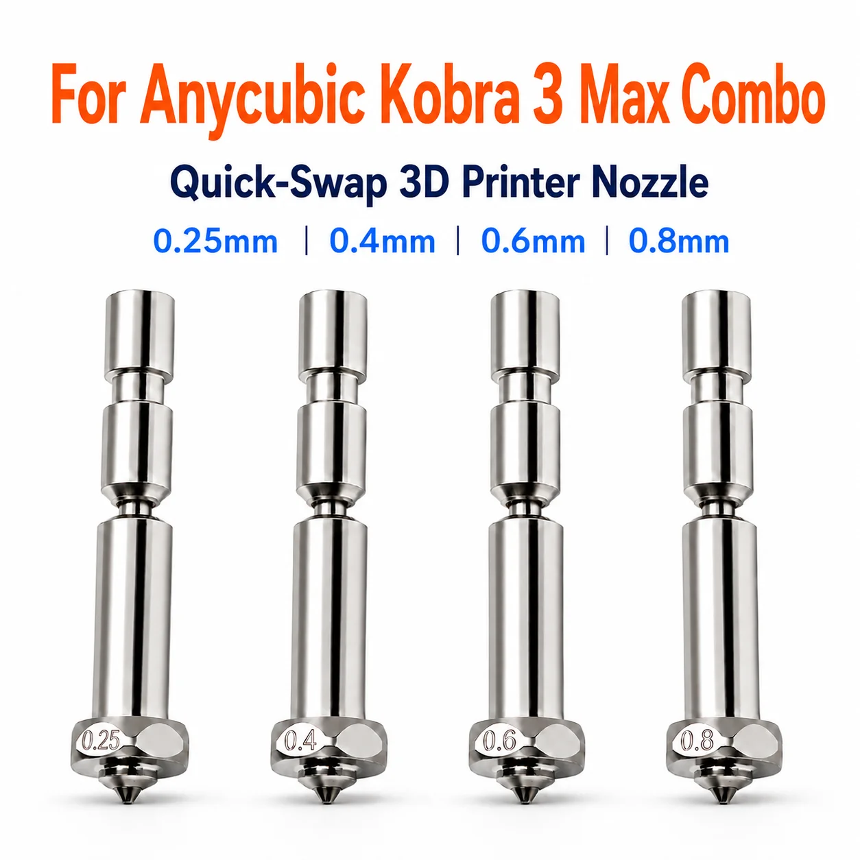 300°C High Temp Quick Swap 3D Printer Nozzle Upgrade Kit Replacement Compatible with Anycubic Kobra 3 Max Combo 0.25-0.8mm