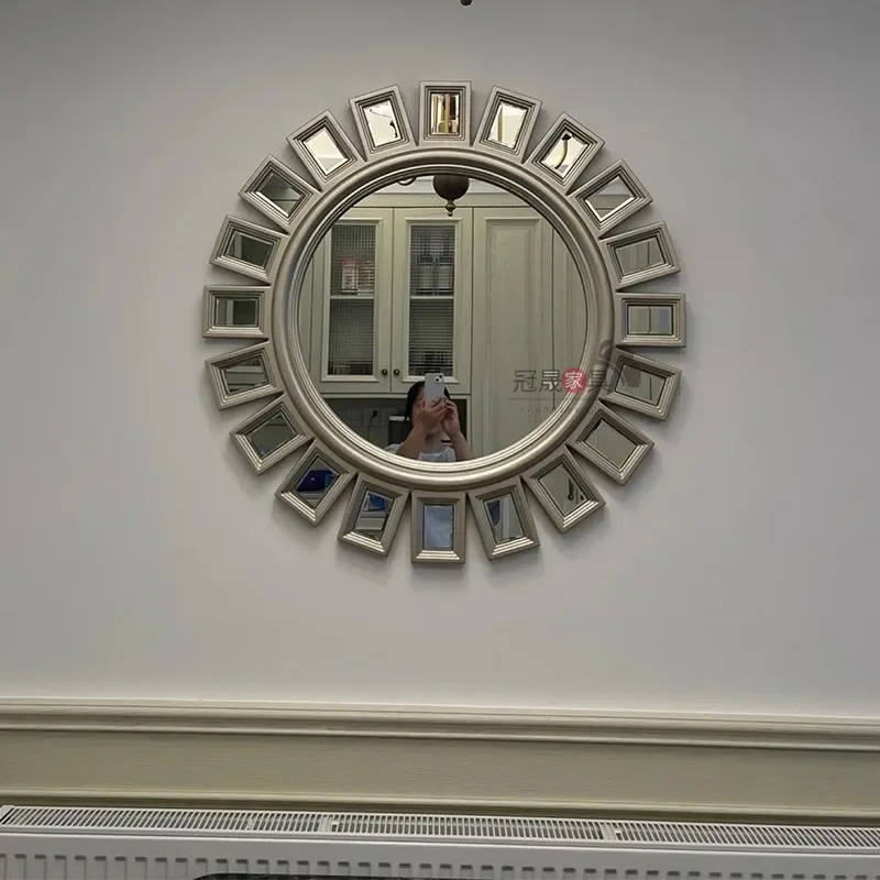 Living room dining room background wall art mirror French retro makeup mirror European style