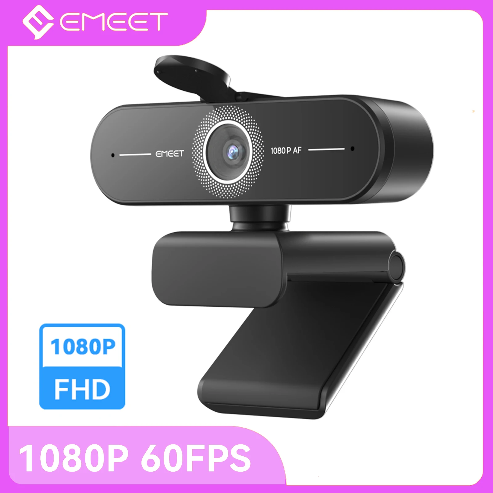 

Webcam 1080P 60FPS Streaming Web Camera Full HD Autofocus EMEET C60E USB Webcams with Microphone for PC