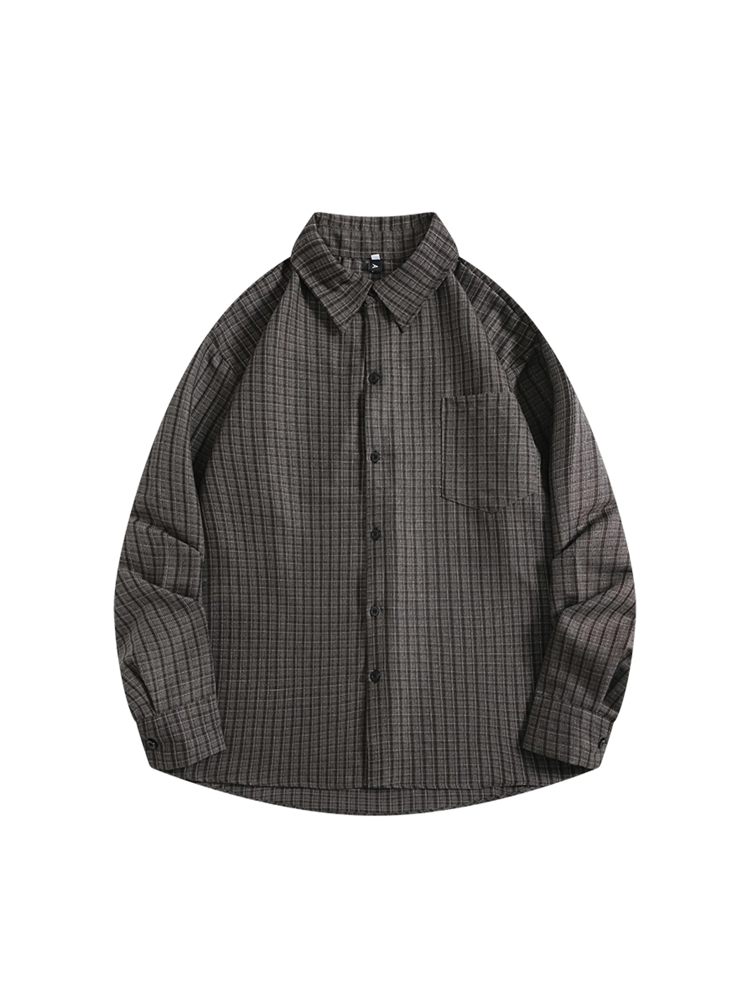 Frauen grau karierte Polo-Ausschnitt Shirts Blusen Y2k Vintage 2000er Jahre ästhetische elegante Langarm Oversize Shirt Mode Kleidung Frühling