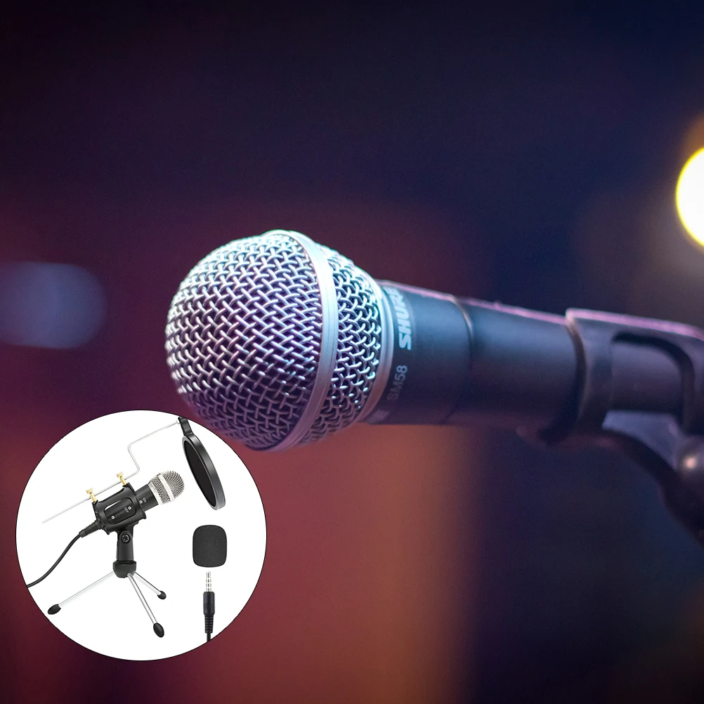 

Adjustable ABS Microphone Set for Live Broadcasting Recording Karaoke Computer Equipment Podcast Mic Online Class