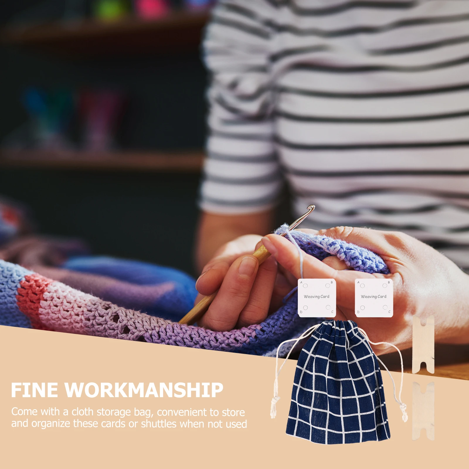 

1 set Weaving Tools Kit Paper Cards Shuttles Storage Bag Lightweight Portable DIY Craft Gifts H made Sewing Supplies